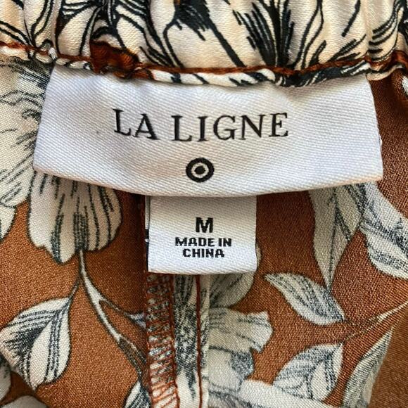 La Ligne x Target Size M Brown Floral Wide Leg Pull On Pants Pockets - Picture 4 of 5